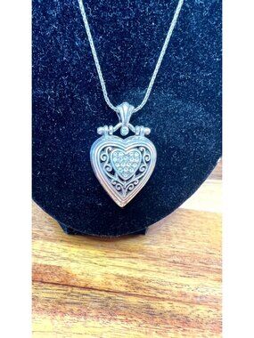 Retired Brighton puffy heart locket necklace, opens up